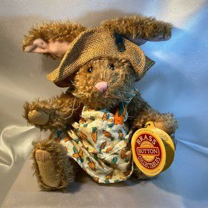 Bunny Rabbit Plush Flora Original Brass Button